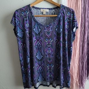 Michael Kors Colorful Damish Print Top